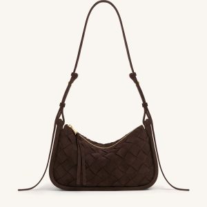 Zirelle Woven Faux Suede Hobo Bag - Brown