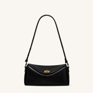 Lucia Asymmetric Flap Shoulder Bag - Black