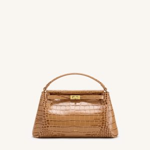 Carmen Top Handle Bag - Khaki Croc
