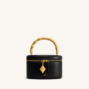 Natalie Metal Geometric Pendant Handle Bag - Black