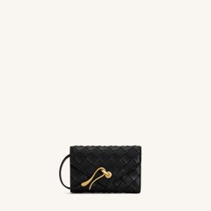 Celeste Woven Textured Envelope Wallet - Black