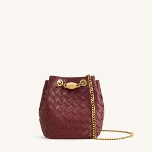 Yara Hand-Woven Bucket Bag - Burgundy