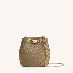 Yara Hand-Woven Bucket Bag - Taupe
