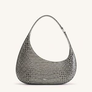 Harlee Shoulder Bag - Light Grey Croc