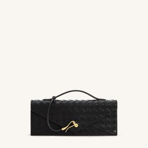 Celeste Woven Textured Envelope Top Handle Bag - Black