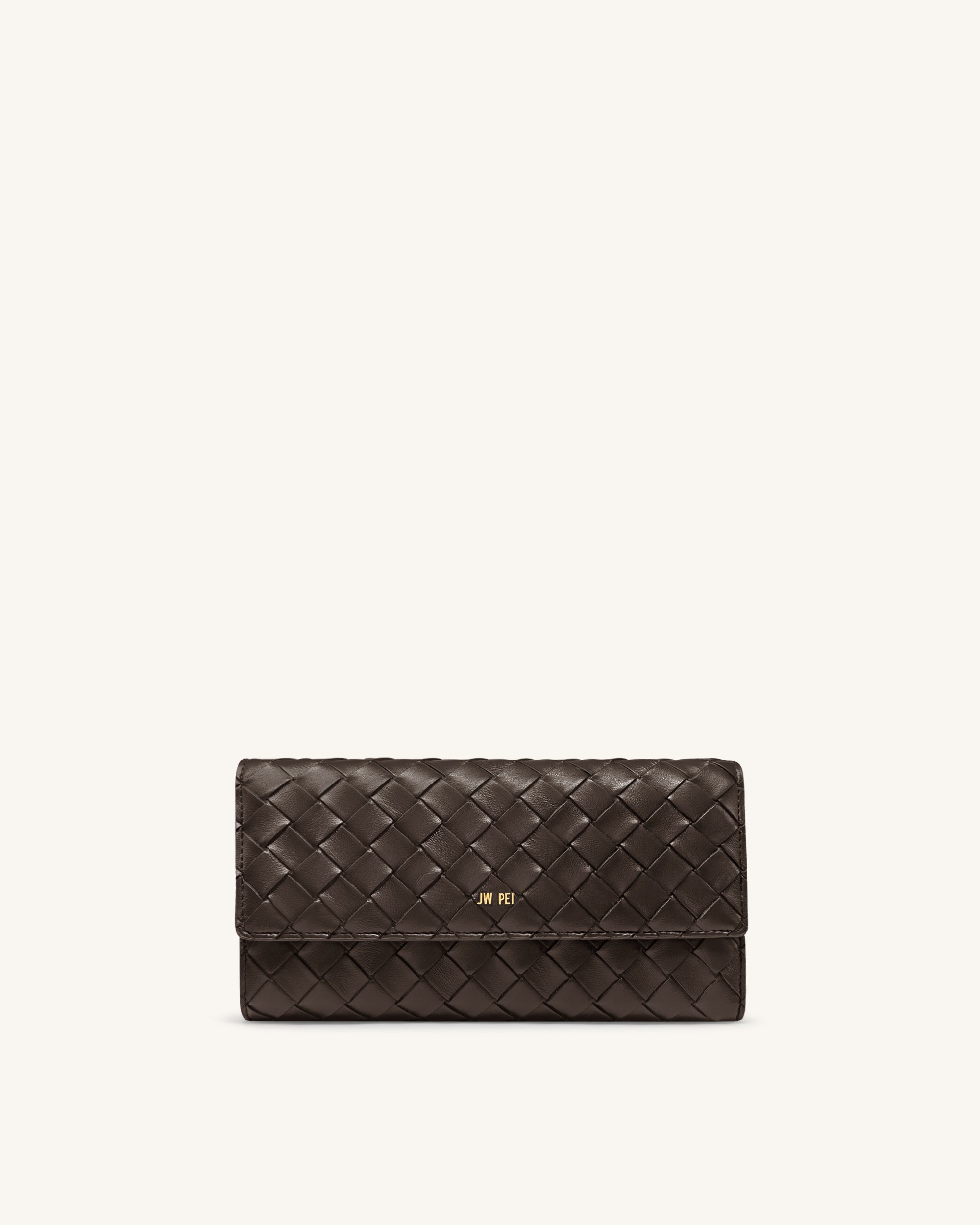 Woven Texture Flap Wallet - Chocolate