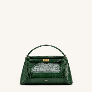 Carmen Top Handle Bag - Forest Green Croc