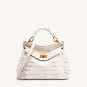 Lucia Classic Top Handle Bag - Off White Croc