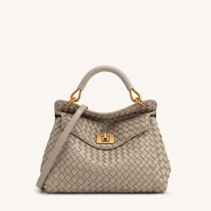 Lucia Classic Woven Top Handle Bag - Mud Gray