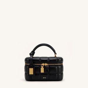 Cleo Box Shape Top Handle Bag - Black
