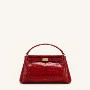 Carmen Top Handle Bag - Dark Burgundy Croc