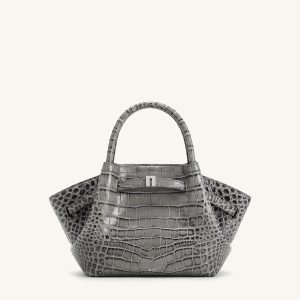 Hana Mini Tote Bag - Grey Croc