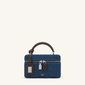 Cleo Box Shape Top Handle Bag - Dark Blue Denim