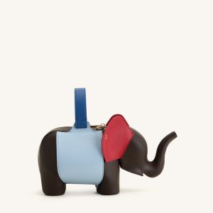 Claire Elephant Shaped Handbag - Dark Brown/Blue