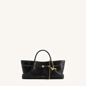 Maeve Dachshund Metal Charm Tote Bag - Black