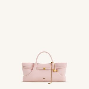 Maeve Dachshund Metal Charm Faux Suede Tote Bag - Pink