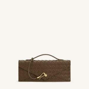 Celeste Woven Textured Envelope Top Handle Bag - Mocha Brown