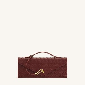 Celeste Woven Textured Envelope Top Handle Bag - Burgundy