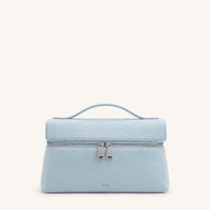 Thea Faux Suede Top Handle Bag - Light Blue