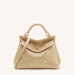 Lucia Classic Artificial Crystal Top Handle Bag - Champagne