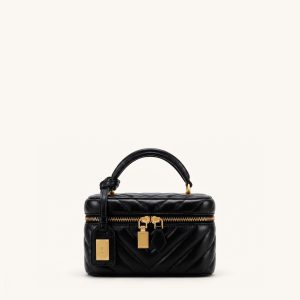 Cleo Box Shape Top Handle Bag - Charcoal Black