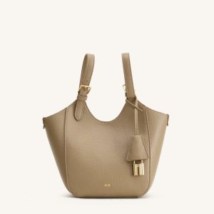 Ines Padlock Tote Bag - Gray Beige