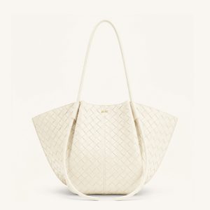 Nala Woven Texture Wide Tote Bag - Off-White