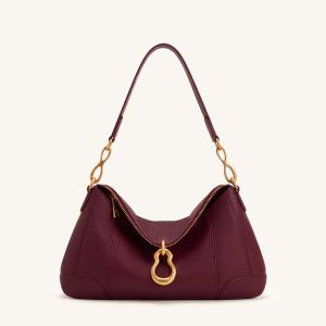 Jayla Metal Pendant Embellished Shoulder Bag - Burgundy