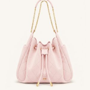 Rowan Faux Suede Quilted Chain Bucket Bag - Pink
