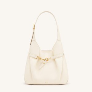 Alina Pebbled Hobo Bag - White