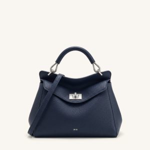 Lucia Classic Top Handle Bag - Navy Blue