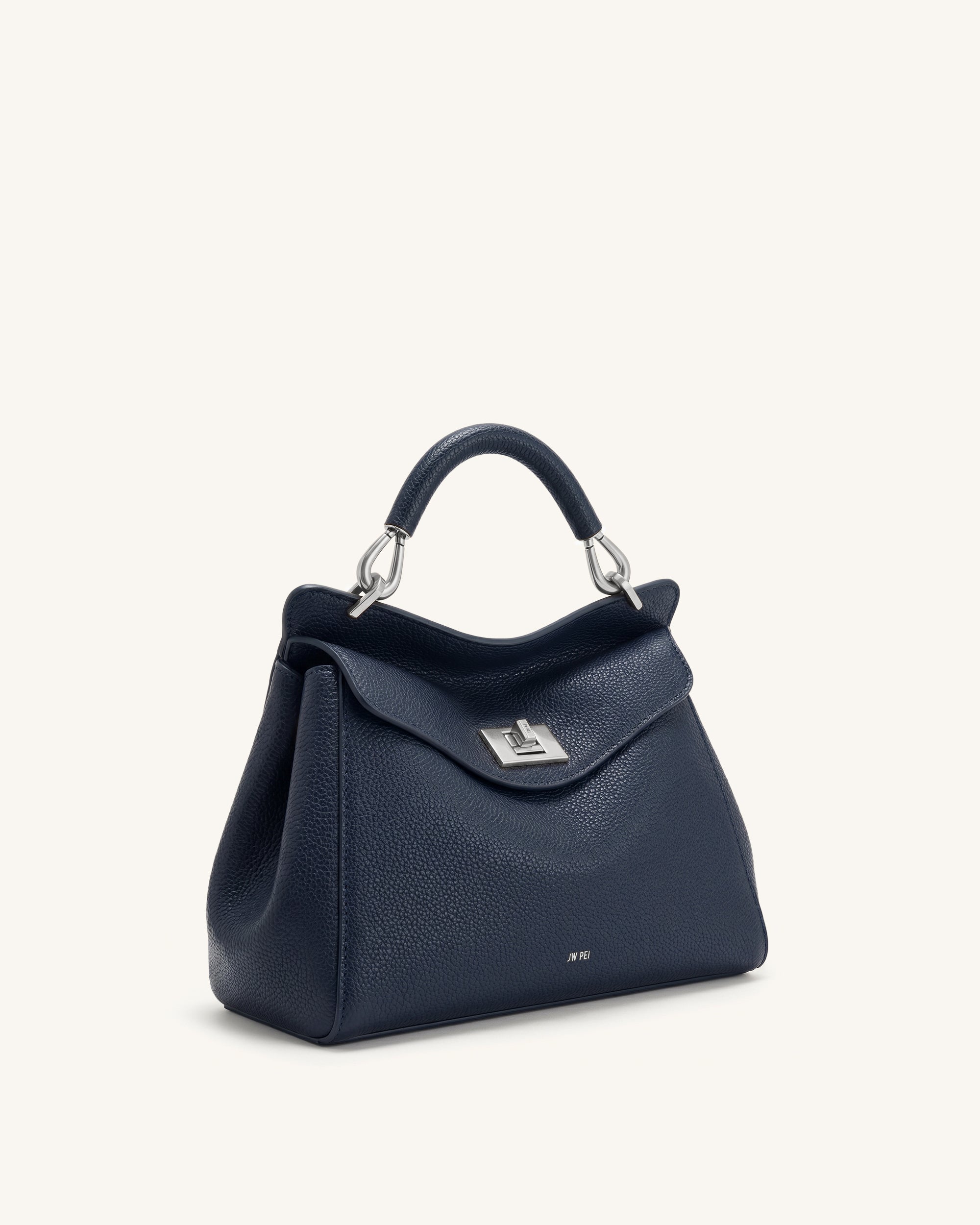 Lucia Classic Top Handle Bag - Navy Blue - Image 2
