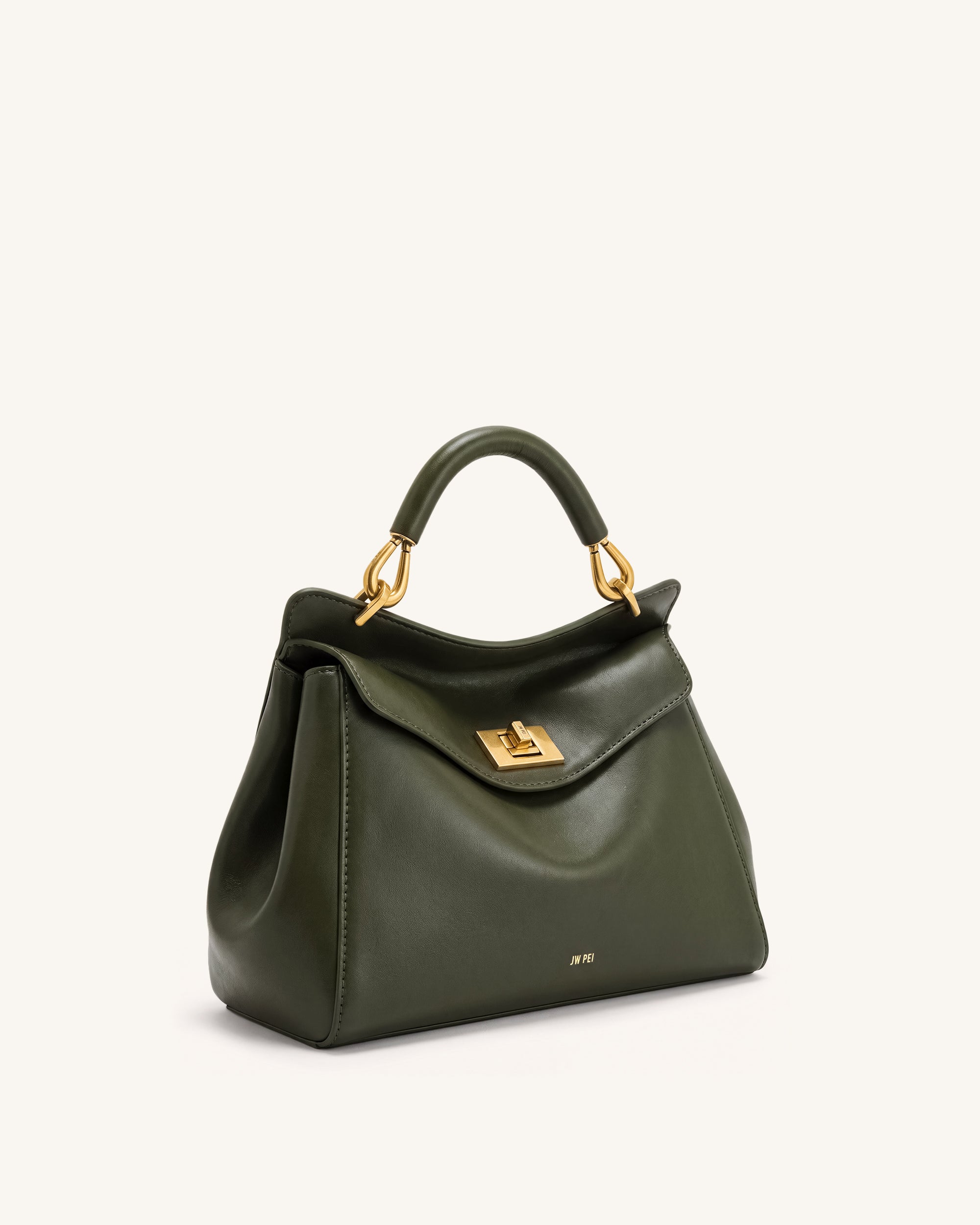 Lucia Classic Top Handle Bag - Dark Olive Green - Image 2
