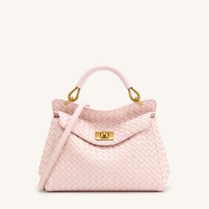 Lucia Classic Woven Top Handle Bag - Pink