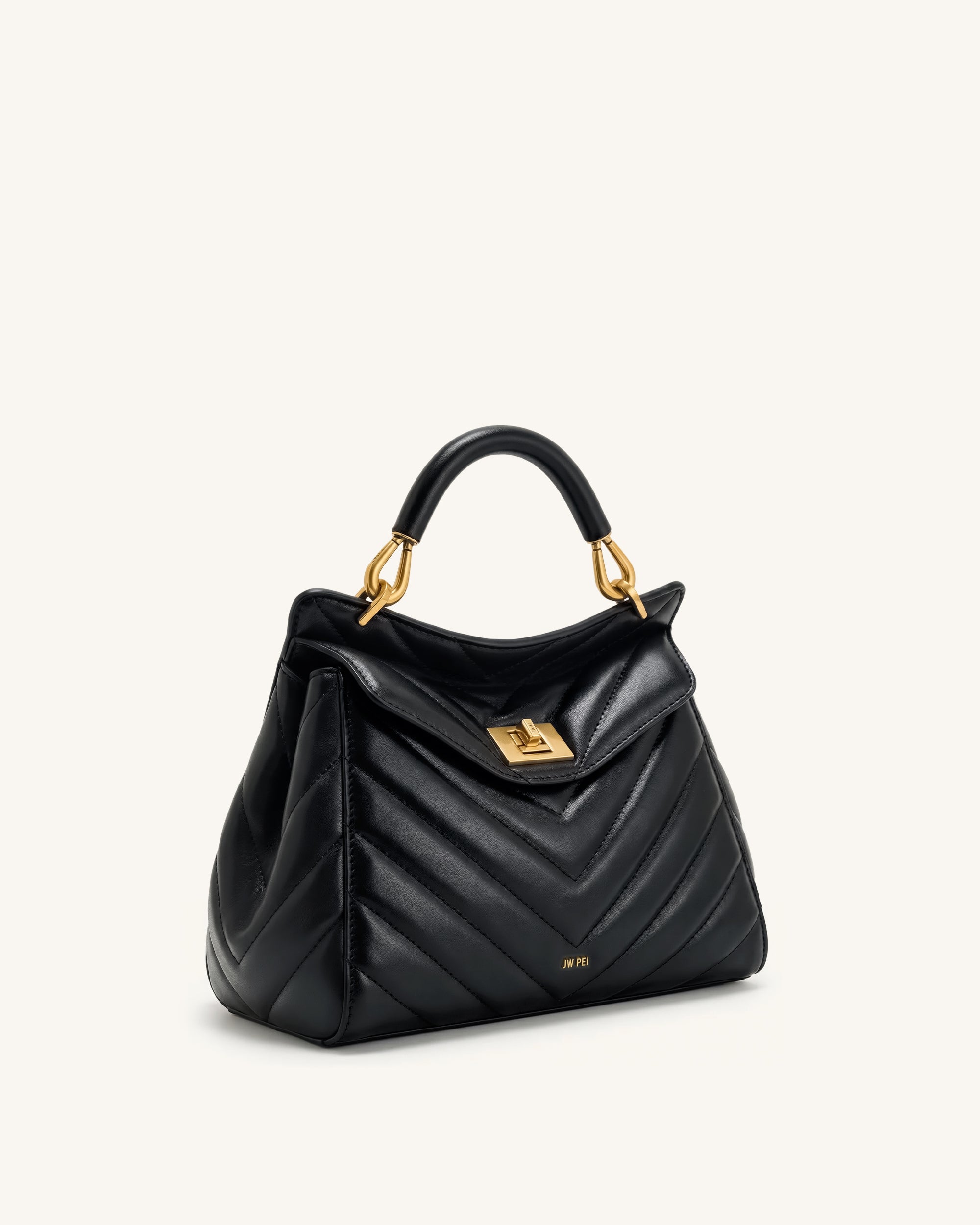 Lucia Classic Top Handle Bag - Jet Black - Image 2