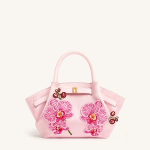 Hana Mini Phalaenopsis Orchid Embroidery Tote Bag - Pink