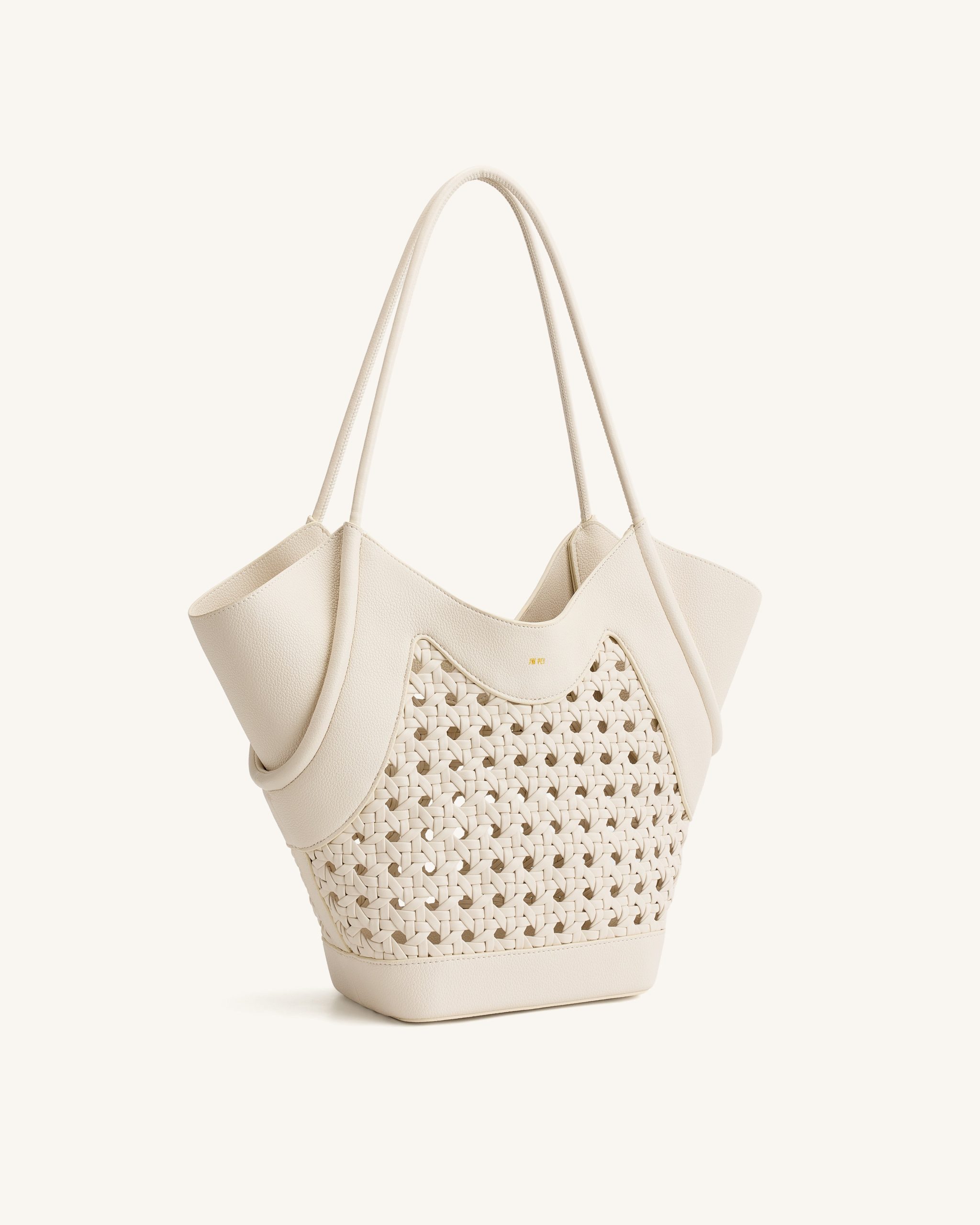 Maribel Woven Panel Tote Bag - Ivory - Image 2