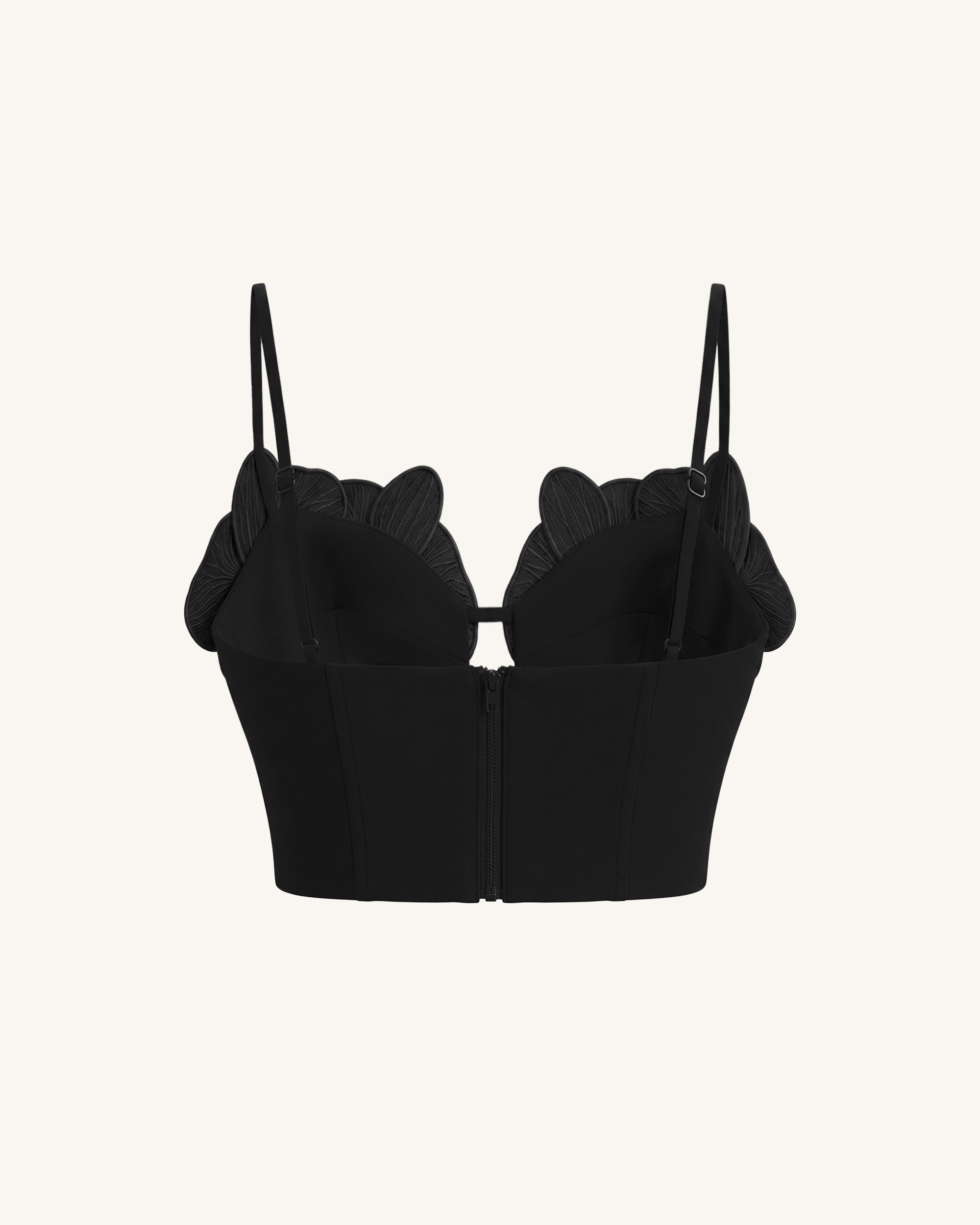 Orchid Embroidered Appliqué Corset Bustier Top - Black - Image 5