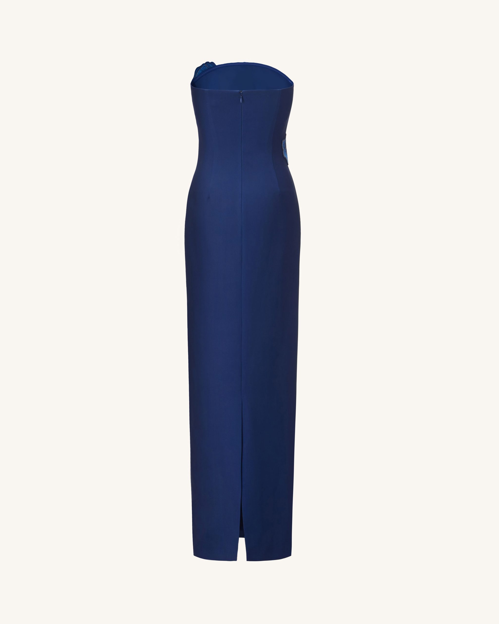 Iris Embroidered Strapless Maxi Dress - Navy Blue - Image 3