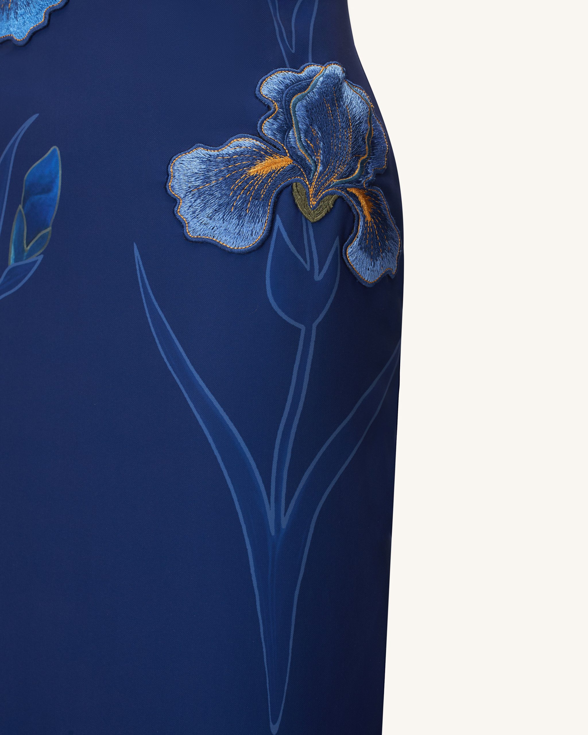 Iris Embroidered Strapless Maxi Dress - Navy Blue - Image 4