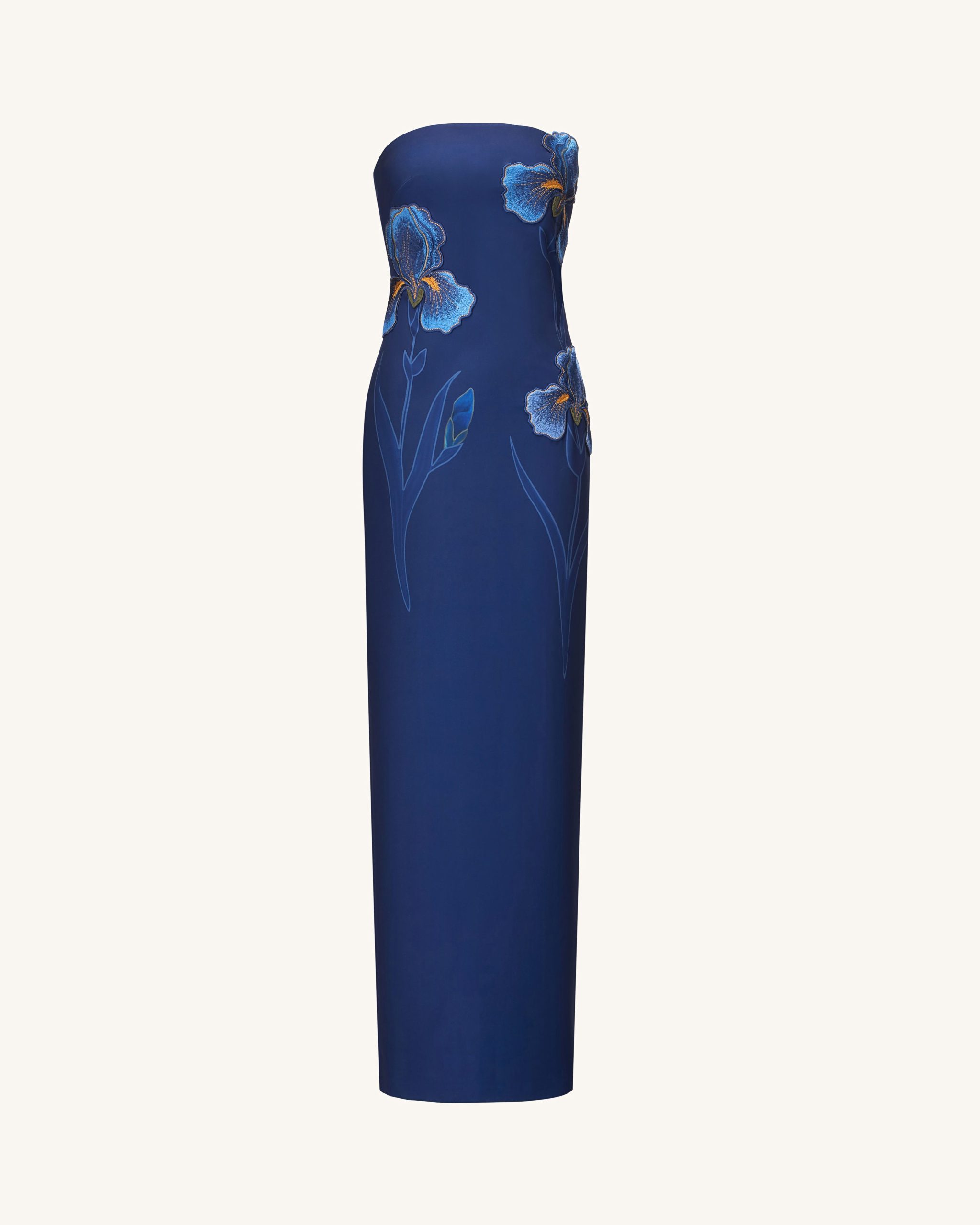 Iris Embroidered Strapless Maxi Dress - Navy Blue - Image 2