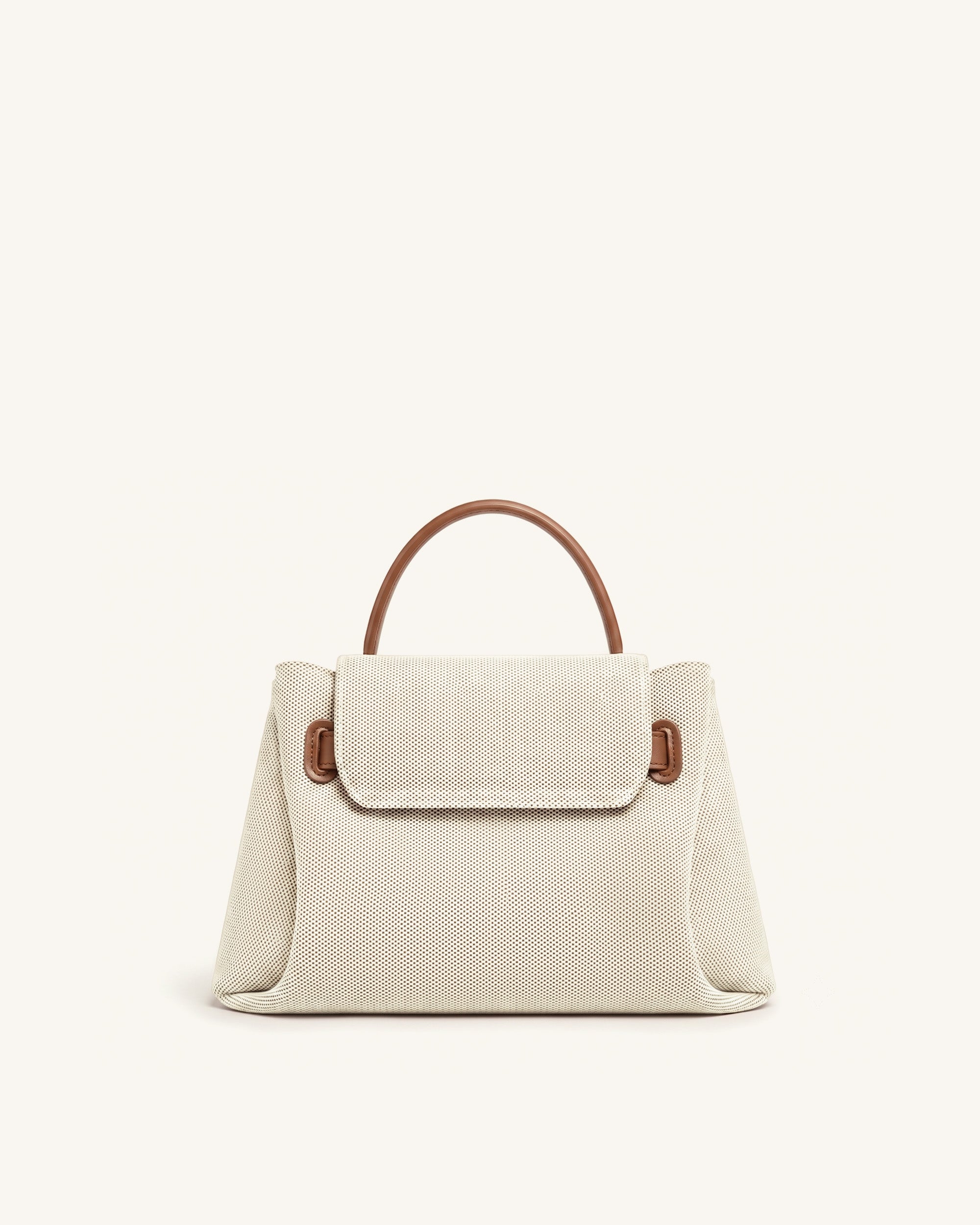 Rhea Small Double Buckle Shoulder Bag - Brown Canvas - Image 3