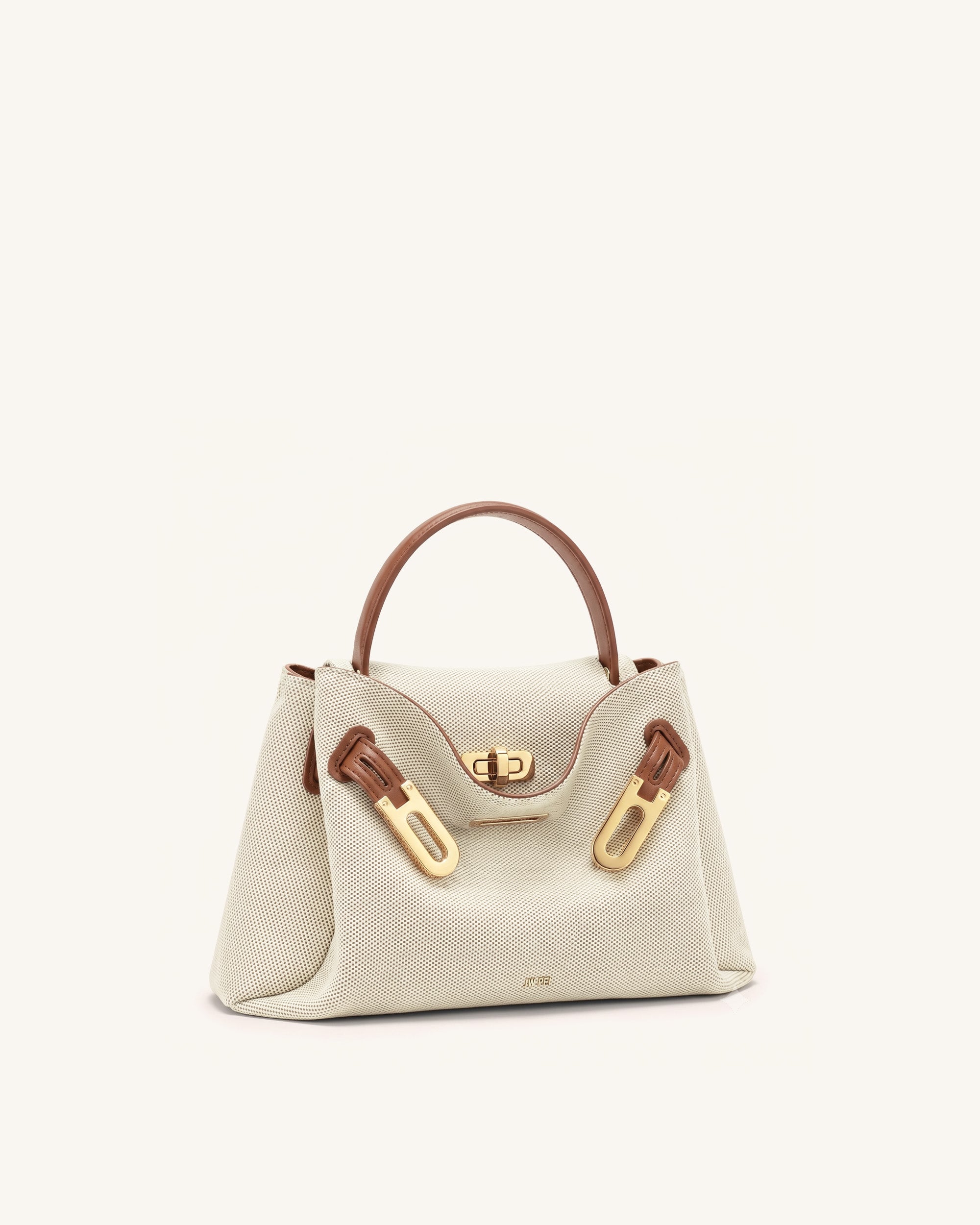Rhea Small Double Buckle Shoulder Bag - Brown Canvas - Image 2