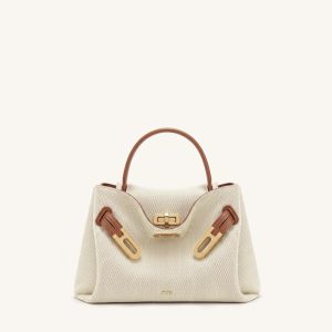 Rhea Small Double Buckle Shoulder Bag - Brown Canvas