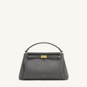 Carmen Faux Suede Top Handle Bag - Dark Gray