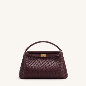 Carmen Woven Top Handle Bag - Vintage Red