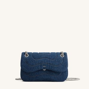 Tina Quilted Chain Crossbody - Blue Denim