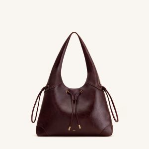 Celandra Drawstring Hobo Bag - Deep Burgundy