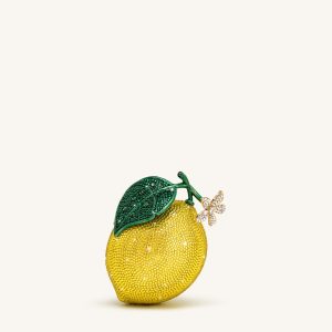 Lemon-Inspired Rhinestone Clutch - Yellow
