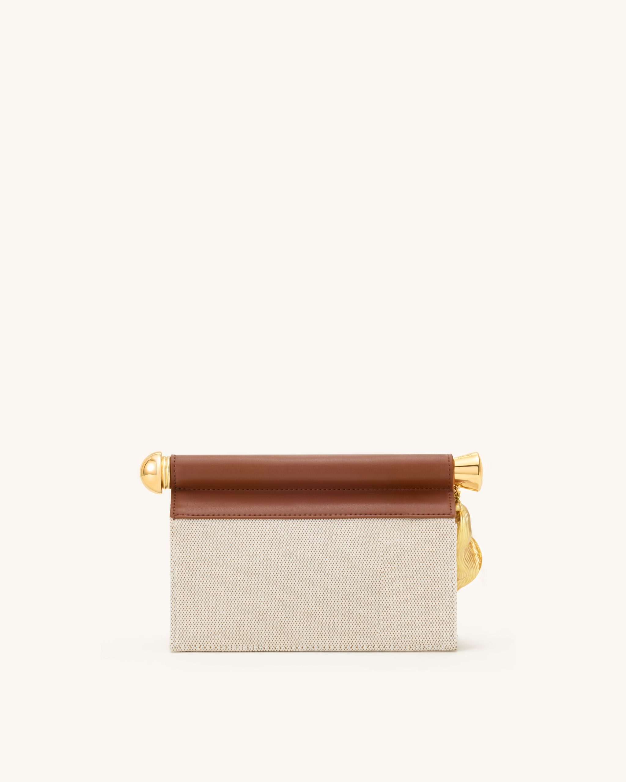 Holly Metal Pendant Embellished Clutch - Brown Canvas - Image 3